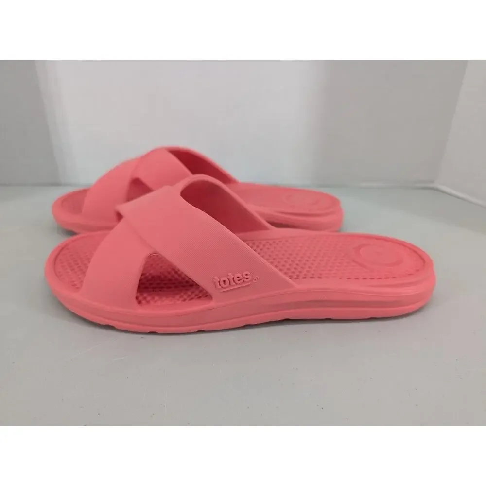 Totes Everywear Cushioning Comfort Slip On Beach Sandals US 9 Salmon Color